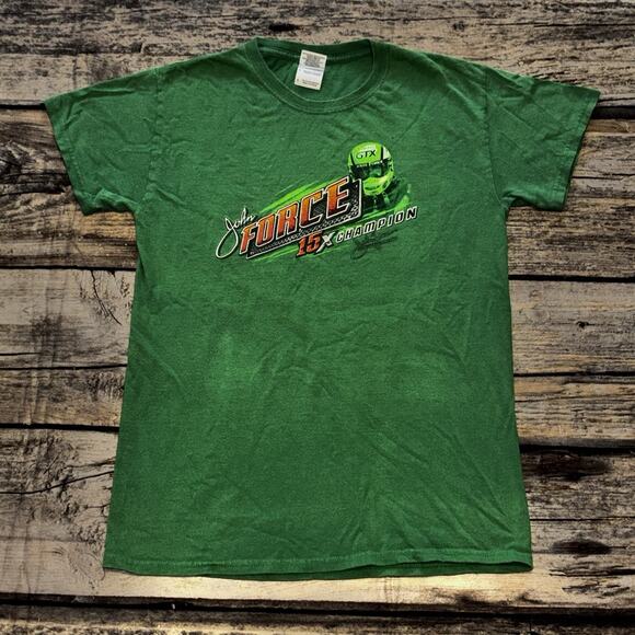 NASCAR T-Shirt Mens Small Green John Force 15X Champion Double Sided Drag Racing - Picture 3 of 8